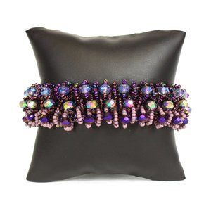 Boho Czech Glass Beaded Shades of Purple Bracelet